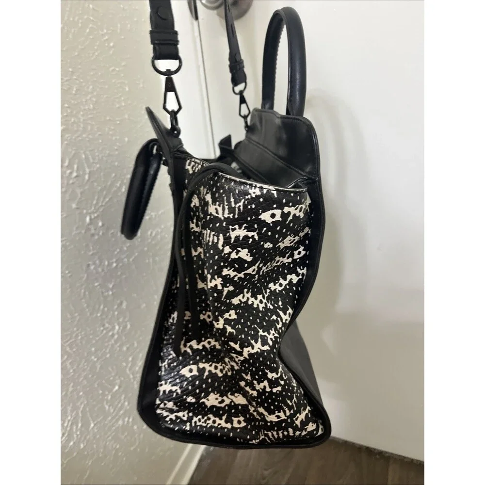 REBECCA MINKOFF Women's Leather Tote Crossbody Snakeskin Print Black MediumLarge - Picture 9 of 15